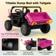 2-Seater Kids Ride On Dump Truck with Dump Bed and Shovel-Pink Discount