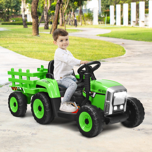 12V Ride on Tractor with 3-Gear-Shift Ground Loader for Kids 3+ Years Old-Green Online Hot Sale