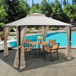 12’ x 10’Outdoor Double Top Patio Gazebo-Beige Supply