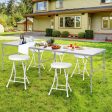 Set of 4 18 Inch Collapsible Round Stools with Handle-White Online now