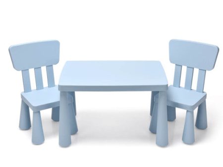 3 Pieces Toddler Multi Activity Play Dining Study Kids Table and Chair Set-Blue Discount