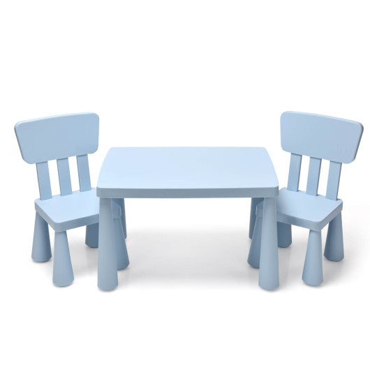 3 Pieces Toddler Multi Activity Play Dining Study Kids Table and Chair Set-Blue Discount