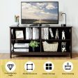 Wooden TV Stand Entertainment for TVs up to 55 Inch with X-Shaped Frame-Brown Online Sale