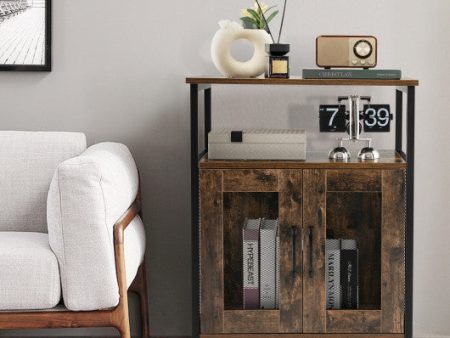 Industrial Sideboard Buffet Cabinet with Removable Wine Rack-Rustic Brown Sale