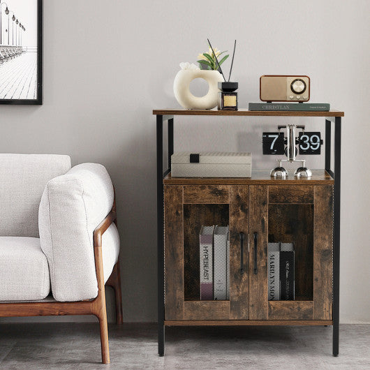 Industrial Sideboard Buffet Cabinet with Removable Wine Rack-Rustic Brown Sale