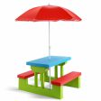 Kids Picnic Folding Table and Bench with Umbrella Online Hot Sale