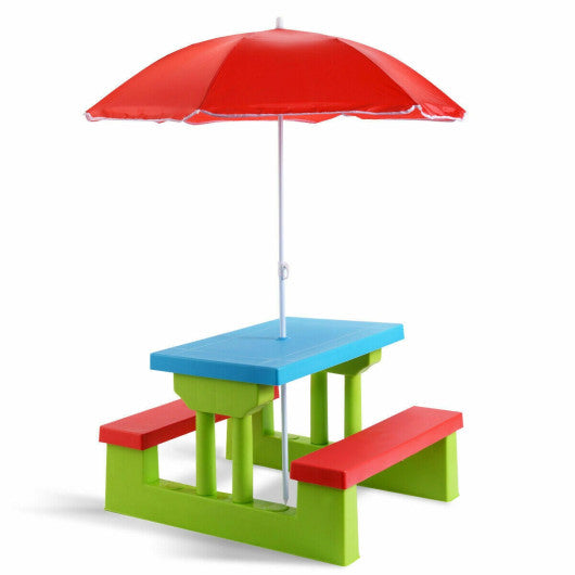 Kids Picnic Folding Table and Bench with Umbrella Online Hot Sale