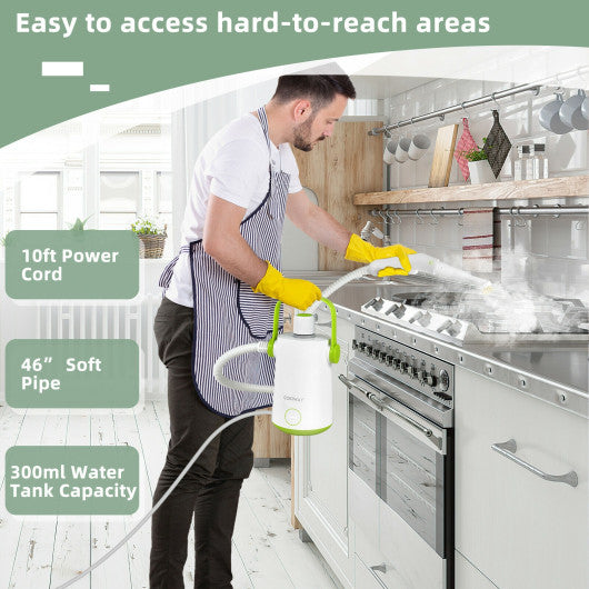 1000W Multifunction Portable Hand-held Steam Cleaner with 10 Accessories-Green Online Sale