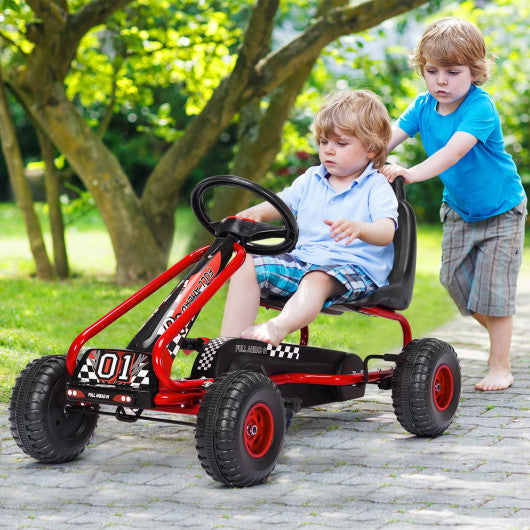 4 Wheel Pedal Powered Ride On with Adjustable Seat-Red Sale