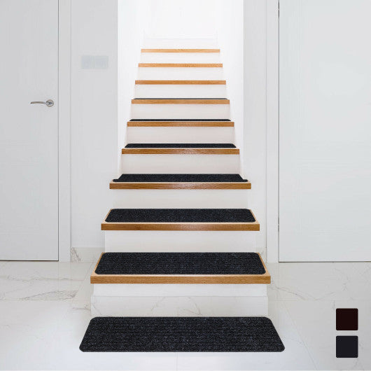 15 Pieces 30 x 8 Inch Slip Resistant Soft Stair Treads Carpet-Black Hot on Sale