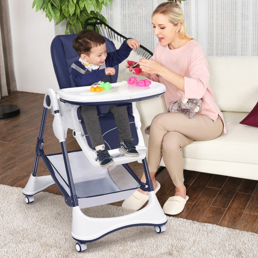 A-Shaped High Chair with 4 Lockable Wheels-Navy Hot on Sale