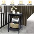 2 Pieces 3-Tier Nightstand with Reinforced Bars and Stable Structure-Black Supply