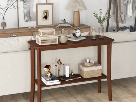 2-Tier Freestanding Wooden Console Table with Open Shelf For Discount