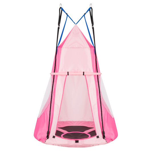 2-in-1 40 Inch Kids Hanging Chair Detachable Swing Tent Set-Pink Supply