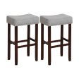 2 Set of 29 Inch Height Upholstered Bar Stool with Solid Rubber Wood Legs and Footrest-Gray Fashion