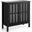 Glass Door Sideboard Console Storage Buffet Cabinet-Black For Sale