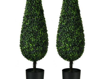 2 Pack 3 Feet Artificial Tower UV Resistant Indoor Outdoor Topiary Tree Fashion