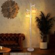 2 Light Tree Trunk Lamps with Wicker Shade-White on Sale