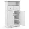 2 Doors Freeestanding Bathroom Floor Cabinet with 2 Drawers and Adjustable Shelves-White Sale