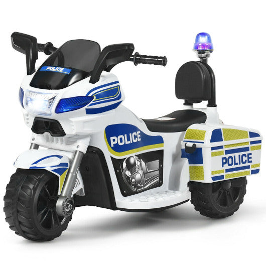 6V 3-Wheel Kids Police Ride On Motorcycle with Backrest For Discount