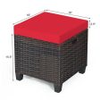 2 Pieces Patio Rattan Ottoman Set with Removable Cushions-Red on Sale