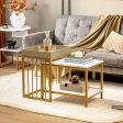 2 Pieces Nesting Coffee Table Set for Living Room-White Supply