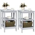 2 Pieces 3-Tier Nightstand with Reinforced Bars and Stable Structure-Gray Online Hot Sale