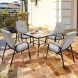 4 Patio Dining Stackable Chairs Set with High-Back Cushions Online now