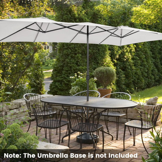 15 Feet Double-Sized Patio Umbrella with Crank Handle and Vented Tops-Beige Online Hot Sale