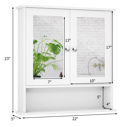 Bathroom Wall Mount Mirror Cabinet Organizer-White Supply