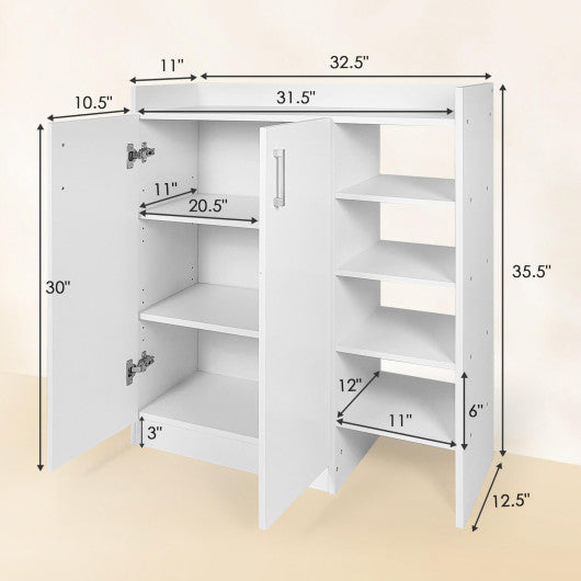 Freestanding Shoe Cabinet with 3-Postition Adjustable Shelves-White Hot on Sale