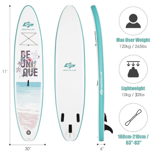 10.5 ft Inflatable Stand Up Paddle Board Surfboard with Aluminum Paddle Pump-11 ft Online Sale