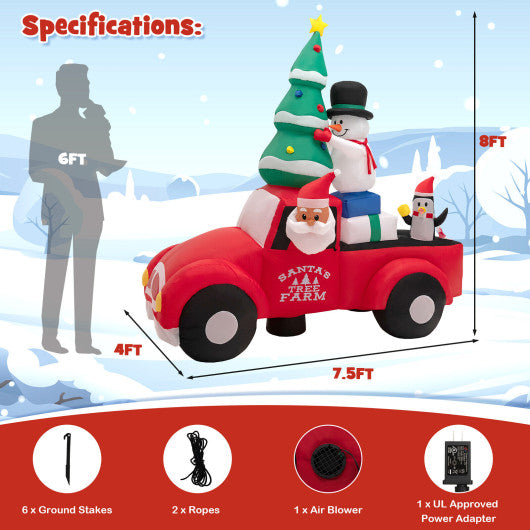 8 Feet Wide Inflatable Santa Claus Driving a Car with LED and Air Blower Online now