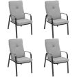 4 Patio Dining Stackable Chairs Set with High-Back Cushions Online now