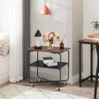 2-Tier End Table with Metal Storage Shelf and Foldable Frame-Brown For Discount