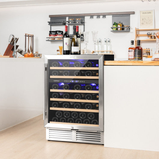 Dual Zone Wine Cooler for 51 Bottles with Reversible Door-Silver Online Sale