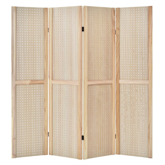 4-Panel Pegboard Display 5 Feet Tall Folding Privacy Screen for Craft Display Organized Online now