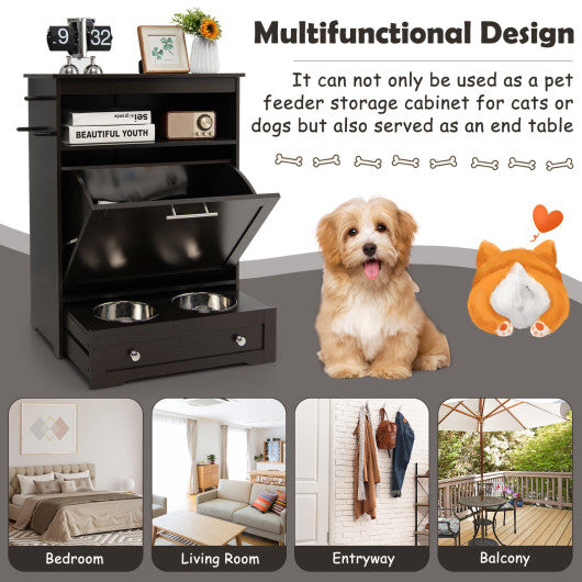 Pet Feeder Station with Stainless Steel Bowl-Coffee Hot on Sale