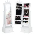 2-in-1 Kids Play Jewelry Armoire with Full Length Mirror and Drawers-White For Discount