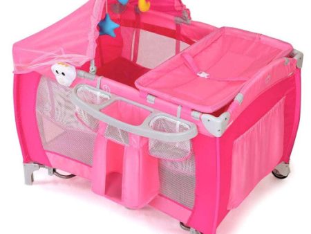 Foldable Baby Crib Playpen with Mosquito Net and Bag-Pink Hot on Sale