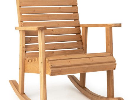 Outdoor Fir Wood Rocking Chair with High Backrest Supply