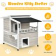 2-Story Wooden Patio Luxurious Cat Shelter House Condo with Large Balcony For Discount