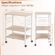 3-Tier Kitchen Baker s Rack Microwave Oven Storage Cart with Hooks-Light Brown Online Hot Sale