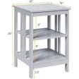 2 Pieces 3-Tier Nightstand with Reinforced Bars and Stable Structure-Gray Online Hot Sale