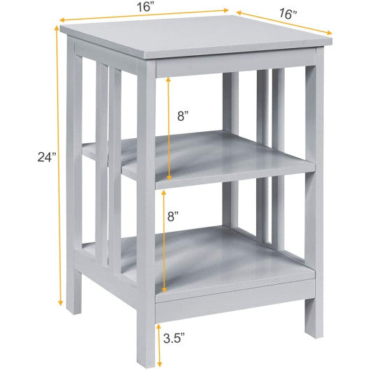 2 Pieces 3-Tier Nightstand with Reinforced Bars and Stable Structure-Gray Online Hot Sale