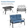 2 Pieces Patio Loveseat Bench Table Furniture Set with Cushioned Chair-Blue Sale