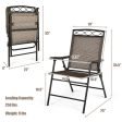 Set of 2 Patio Folding Chairs Sling Portable Dining Chair Set with Armrest Online