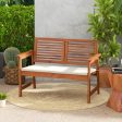 2-Person Solid Wood Patio Bench with Backrest and Cushion Online Sale