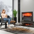 1400W Electric Fireplace Log Heater with Adjustable Flame Brightness-Black Fashion