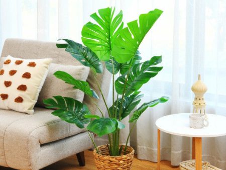 2 Pack Artificial Monstera Deliciosa Tree with 10 Leaves of Different Sizes For Cheap